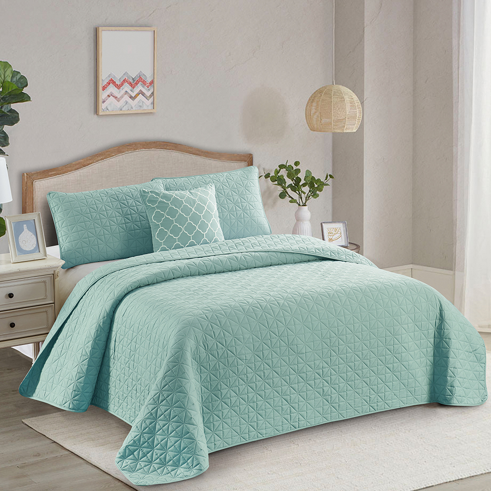 99.99% Clúdach Leaba Cuilt Inchúlaithe Poileistir Soladach 3 Píosaí Socraigh Socraigh