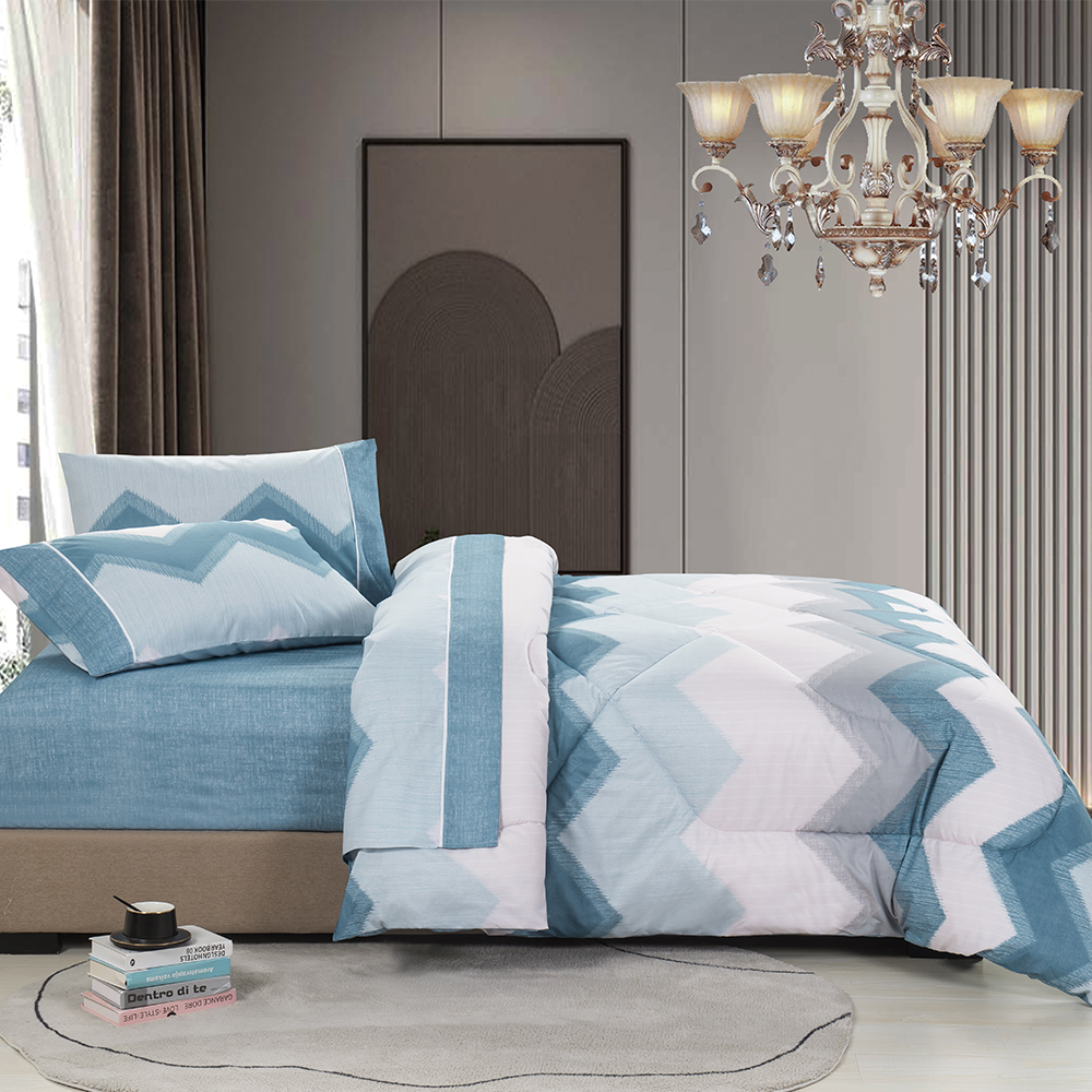 99.99% Polyester 85gsm Twill Scaipeadh Clóbhuailte 5 PCS Comporter Set