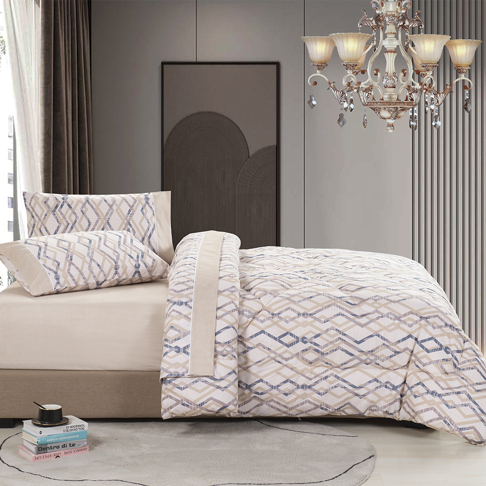 99.99% Polyester 85gsm Twill Scaipeadh Clóbhuailte 5 PCS Comporter Set